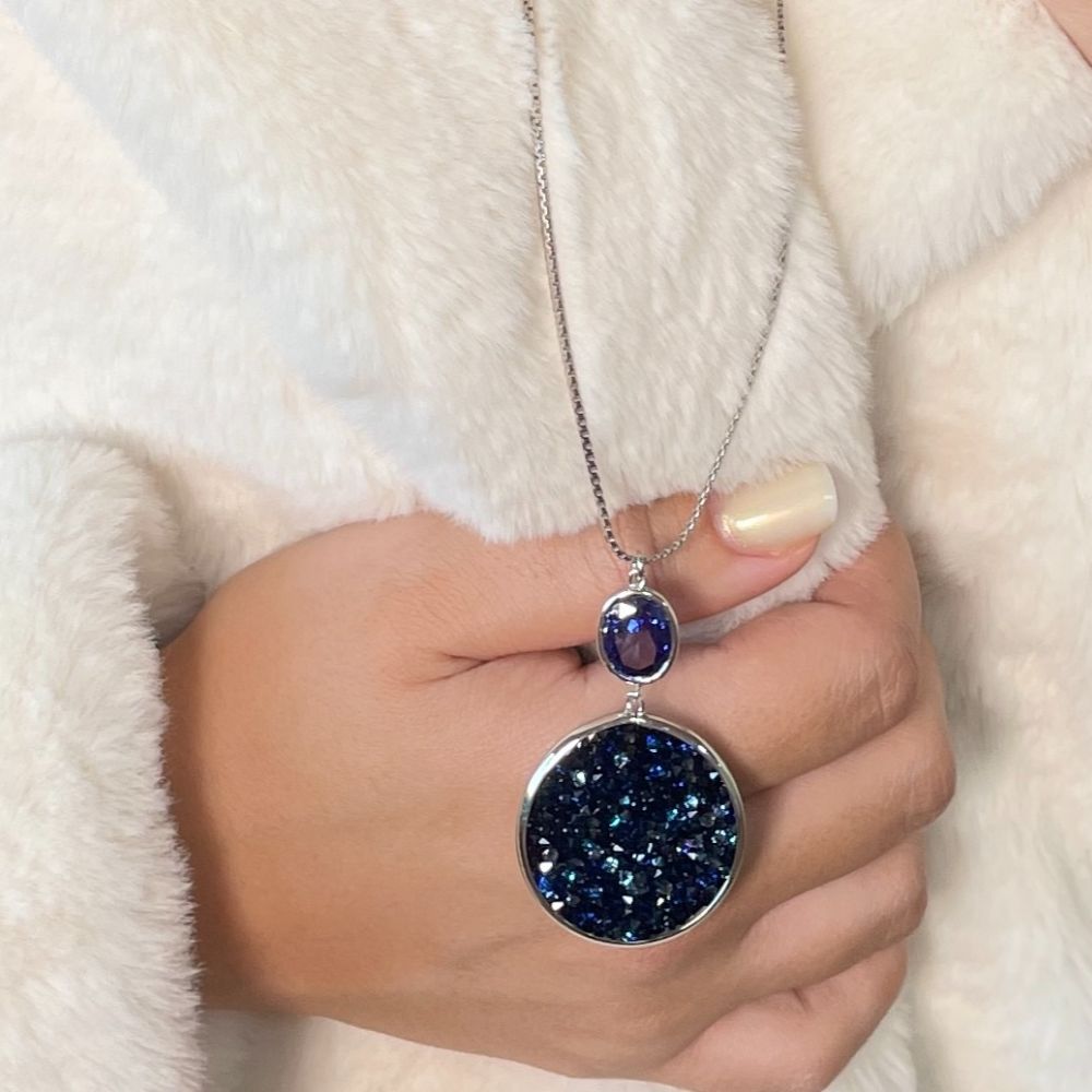 Colier argint cu pandantiv si cristale caviar Noblesse, 01X01-05499-2, Oxette Romania