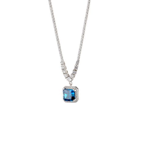 Colier argint cu pietre cubic zirconia incolore si albastra Kate Gifting, 01X01-05503, Oxette Romania