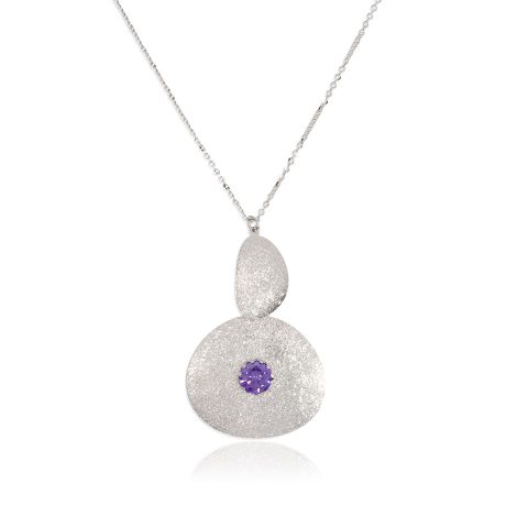 Colier argint cu pandantive si piatra cubic zirconia mov Noblesse, 01X01-05504, Oxette Romania