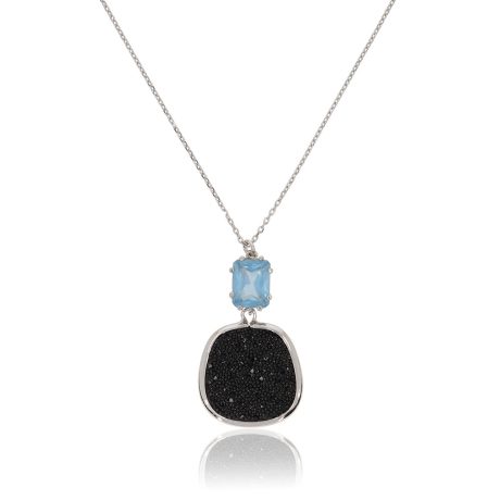 Colier argint cu pandantiv si piatra cubic zirconia aqua Antoinette, 01X01-05604, Oxette Romania