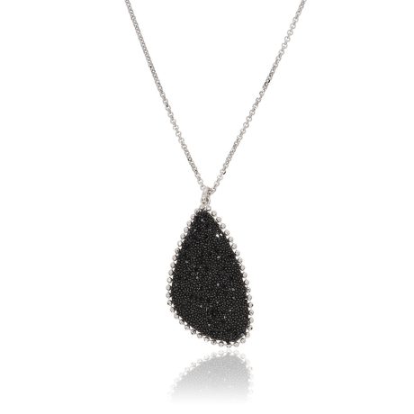 Colier scurt argint cu pandantiv si cristale caviar negre Meteorite, 01X01-05608, Oxette Romania