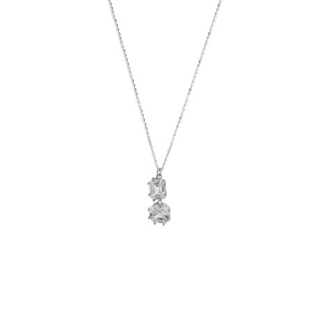 Colier scurt argint cu 2 pietre cubic zirconia incolore Gifting, 01X01-05650, Oxette Romania