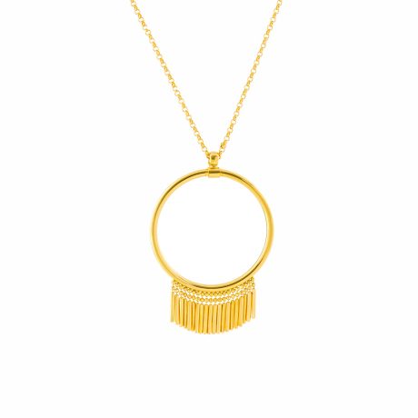 Colier argint placat cu aur galben de 18 K cu pandantiv cu franjuri Nomads, 01X05-02362-2, Oxette Romania