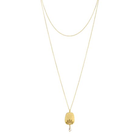Colier argint placat cu aur 18k lung Golden Dust, 01X05-03169, Oxette Romania
