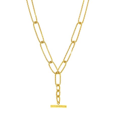 Colier argint tip Y placat cu aur galben de 18 K cu zale Fight, 01X05-03425, Oxette Romania