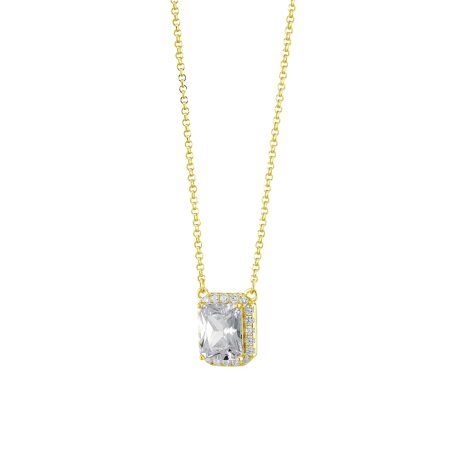 Colier argint placat cu aur galben de 18 K decorat cu cristal zirconia Kate Gifting, 01X05-03487, Oxette Romania