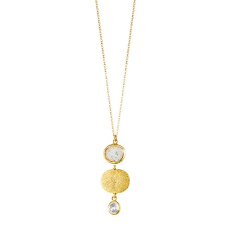 Colier argint placat cu aur galben de 18 K decorat cu cristale caviar Sunset, 01X05-03641, Oxette Romania
