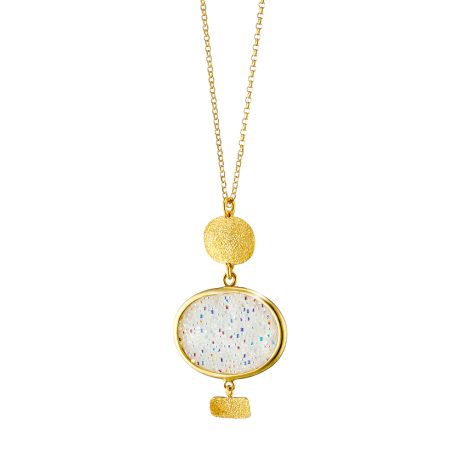 Colier argint placat cu aur galben de 18 K si cristale caviar Sunset, 01X05-03642-1, Oxette Romania