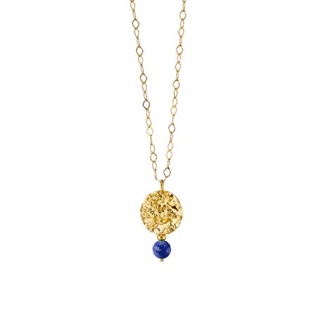 Colier argint cu pandantiv placat cu aur galben de 18 K si agata albastra Earth, 01X05-03716, Oxette Romania