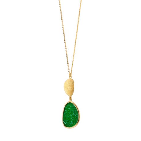Colier argint placat cu aur de 18K cu pandantiv si cristale caviar verzi Noblesse, 01X05-03772-1, Oxette Romania