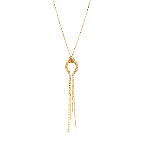 Colier argint placat cu aur de 18K cu pandantiv cerc si lanturi Shine On, 01X05-03783-1, Oxette Romania