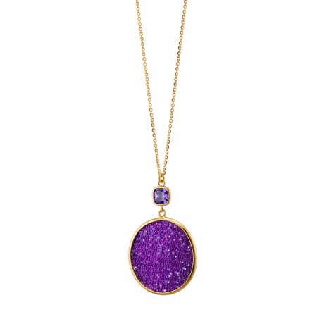 Colier argint placat cu aur de 18K cu pandantiv si cristale mob Noblesse, 01X05-03789, Oxette Romania