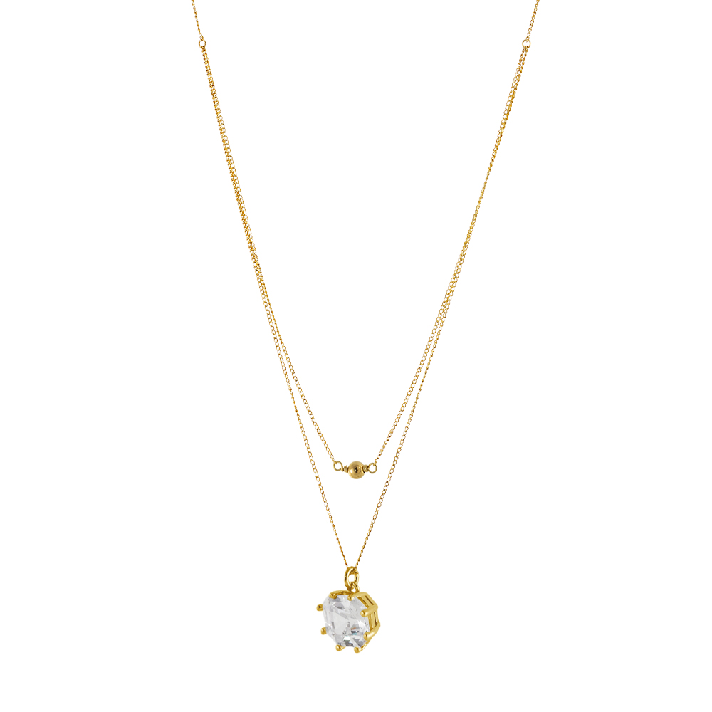 Colier argint cu pandantiv placat cu aur 18K si piatra zirconia Gifting, 01X05-03802, Oxette Romania
