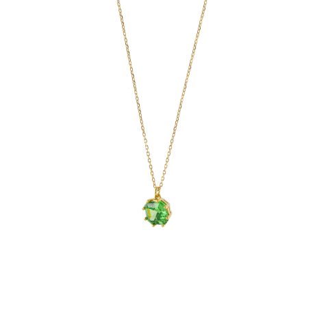 Colier argint placat cu aur de 18K cu pandantiv cristal zirconia verde Gifting, 01X05-03804, Oxette Romania