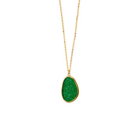 Colier argint cu pandantiv placat cu aur de 18K si cristale caviar verzi Noblesse, 01X05-03808, Oxette Romania