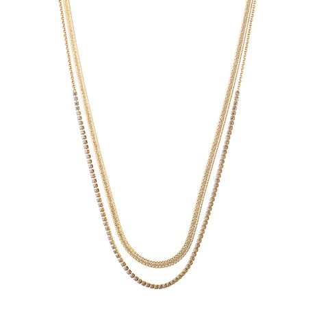 Colier argint placat cu aur de 18K dublu cu pietre zirconia Shine On, 01X05-03815-1, Oxette Romania