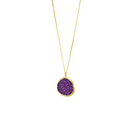 Colier argint cu pandantiv placat cu aur de 18K si cristale caviar mov Noblesse, 01X05-03824, Oxette Romania