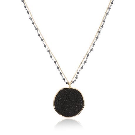 Colier argint placat cu aur de 18K dublu cu pandantiv si pietre semipretioase Stardust, 01X05-03899, Oxette Romania