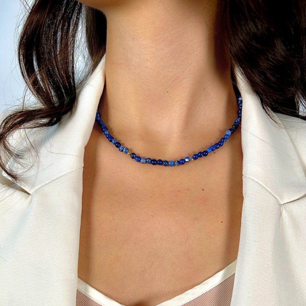 Colier argint placat cu aur de 18K cu agate Couture, 01X05-03901AG (2), Oxette Romania