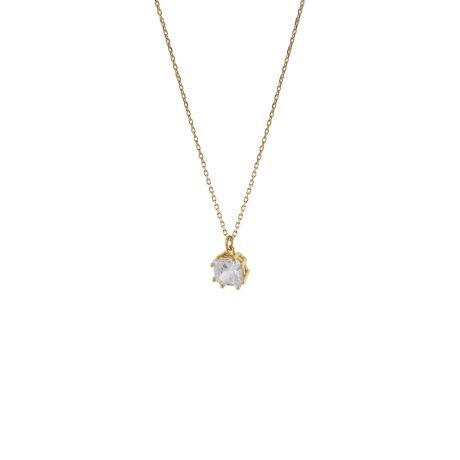 Colier scurt argint placat cu aur galben de 18K cu piatra cubic zirconia incolora Kate, 01X05-03918NEW, Oxette Romania