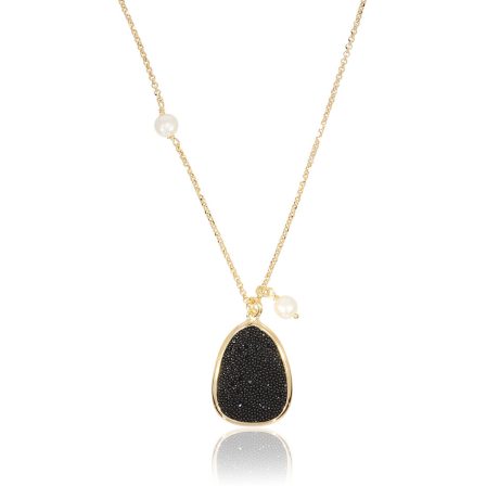 Colier scurt argint placat cu aur de 18K cu pandantiv si perle de cultura Meteorite, 01X05-03928, Oxette Romania