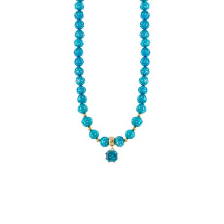 Colier argint placat cu aur de 18K cu perle si cubic zirconia aqua Gifting, 01X05-03933, Oxette Romania