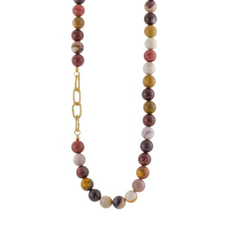 Colier mediu argint placat cu aur de 18K si agate multicolore Holiday, 01X05-03947, Oxette Romania
