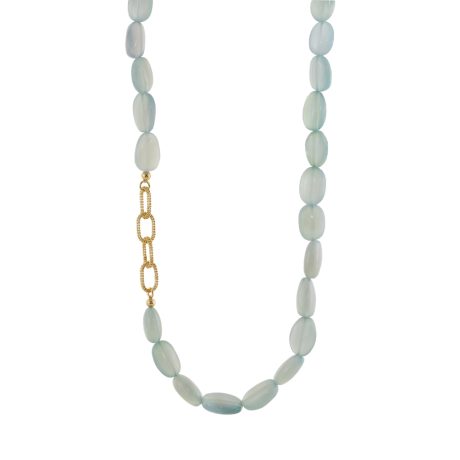 Colier argint placat cu aur de 18K cu agate albastre Holiday, 01X05-03948, Oxette Romania