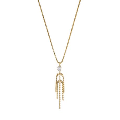 Colier argint cu pandantiv placat cu aur 18K si piatra ziconia incolora Success, 01X05-04021, Oxette Romania