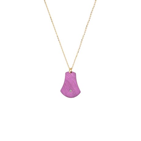 Colier scurt argint placat cu aur de 18K cu pandantiv mov Helianthus, 01X05-04058, Oxette Romania