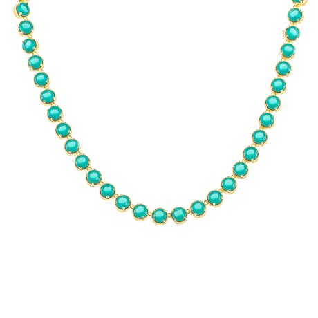 Colier tip choker placat cu aur galben de 18 K cu cristale zirconia aqua-verzi Eleganza, 01X15-00358, Oxette Romania