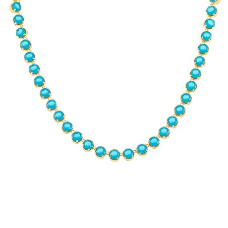 Colier tip choker placat cu aur galben de 18 K cu cristale zirconia aqua Eleganza, 01X15-00361, Oxette Romania