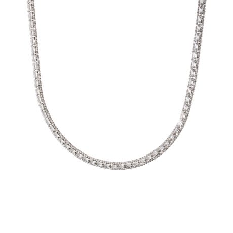 Colier choker placat cu rodiu si pietre cubic zirconia incolore Party, 01X15-00443B, Oxette Romania