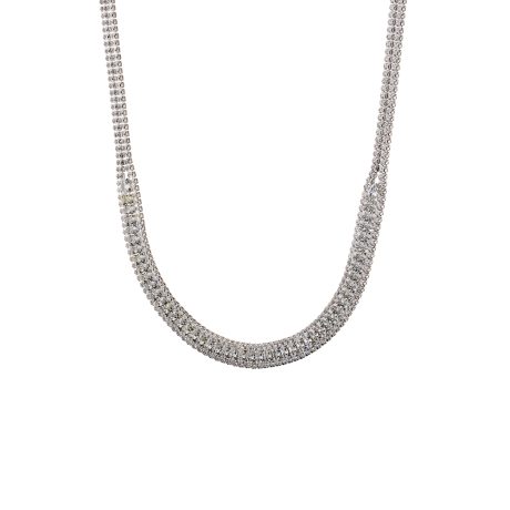 Colier tip choker placat cu rodiu si cristale zirconia incolore Party, 01X15-00452, Oxette Romania