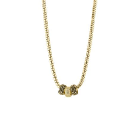 Colier la baza gatului placat cu aur galben de 18 K decorat cu 3 inele Natrix, 01X15-00467, Oxette Romania