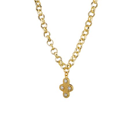Colier scurt placat cu aur de 18K cu pandantiv cruce Natrix, 01X15-00491, Oxette Romania