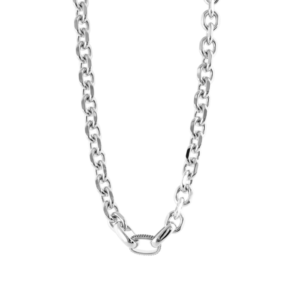 Colier la baza gatului placat cu rodiu si cristale zirconia Natrix, 01X15-00495, Oxette Romania