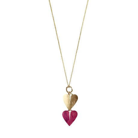 Colier scurt placat cu aur de 18K cu inimi Vivian, 01X15-00527, Oxette Romania