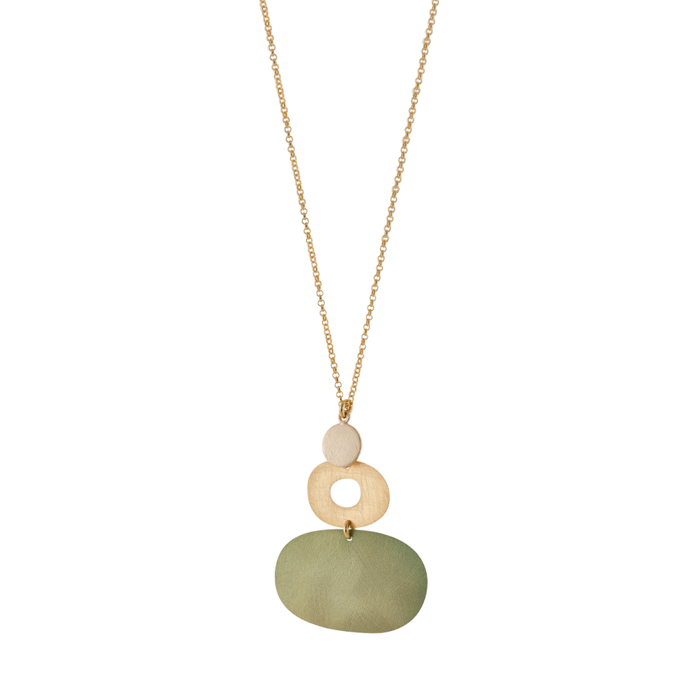 Colier lung placat cu aur de 18K cu pandantiv olive Vivian, 01X15-00529, Oxette Romania
