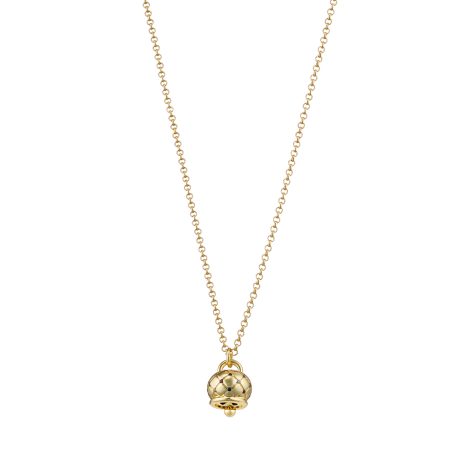 Colier placat cu aur de 18K cu pandantiv clopotel si pietre zirconia multicolore Lucky Charm, 01X15-00550, Oxette Romania