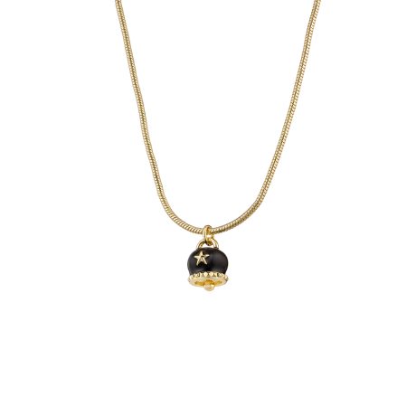 Colier placat cu aur de 18K cu pandantiv cu email negru si stea Lucky Charm, 01X15-00552, Oxette Romania