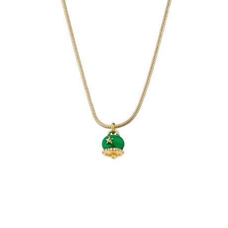 Colier placat cu aur de 18K cu pandantiv cu email verde si stea Lucky Charm, 01X15-00554, Oxette Romania