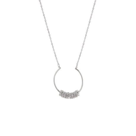 Colier scurt placat cu rodiu cu pandantiv rotund si zirconia incolore Charming, 01l15-02257, Oxette Romania