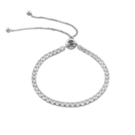 Bratara tennis ajustabila otel inoxidabil cu pietre zirconia incolore Festive, 02J03-00001, Oxette Romania