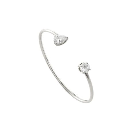 Bratara otel inoxidabil fixa cu cristale zirconia incolore Happy hearts, 02J03-00035, Oxette Romania