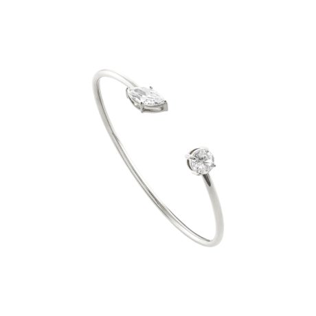 Bratara otel inoxidabil fixa cu cristale zirconia incolore Happy hearts, 02J03-00036, Oxette Romania