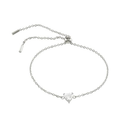 Bratara otel inoxidabil ajustabila cu cristale zirconia incolore Happy hearts, 02J03-00038, Oxette Romania