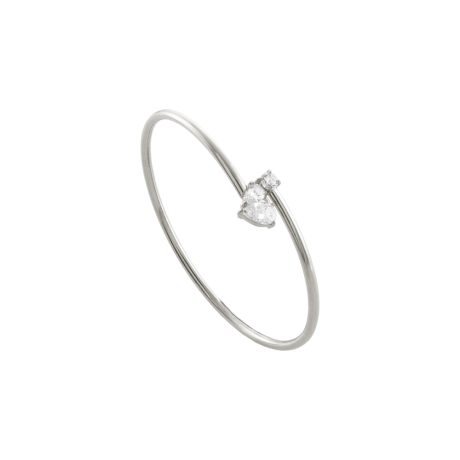 Bratara fixa otel inoxidabil cu elemente inima din cristal zirconia incolor Happy Hearts, 02J03-00041, Oxette Romania
