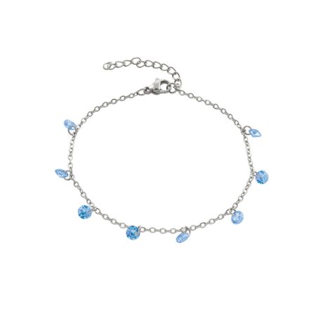 Bratara otel inoxidabil cu pietre zirconia albastre Dazzling, 02J03-00044, Oxette Romania