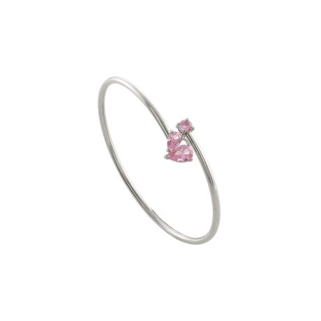 Bratara fixa otel inoxidabil cu elemente inima din cristal zirconia roz Happy Hearts, 02J03-00049, Oxette Romania